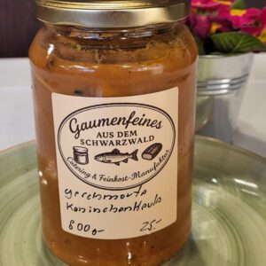 Geschmorte Kaninchenkeule in Rahmsauce mit Kräutersaitlingen 800 gr